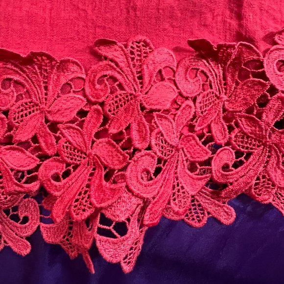 📌Flying Tomato  Dark Fuchsia Dress with Beautiful Lace Details & Wide Belt - Picture 12 of 16